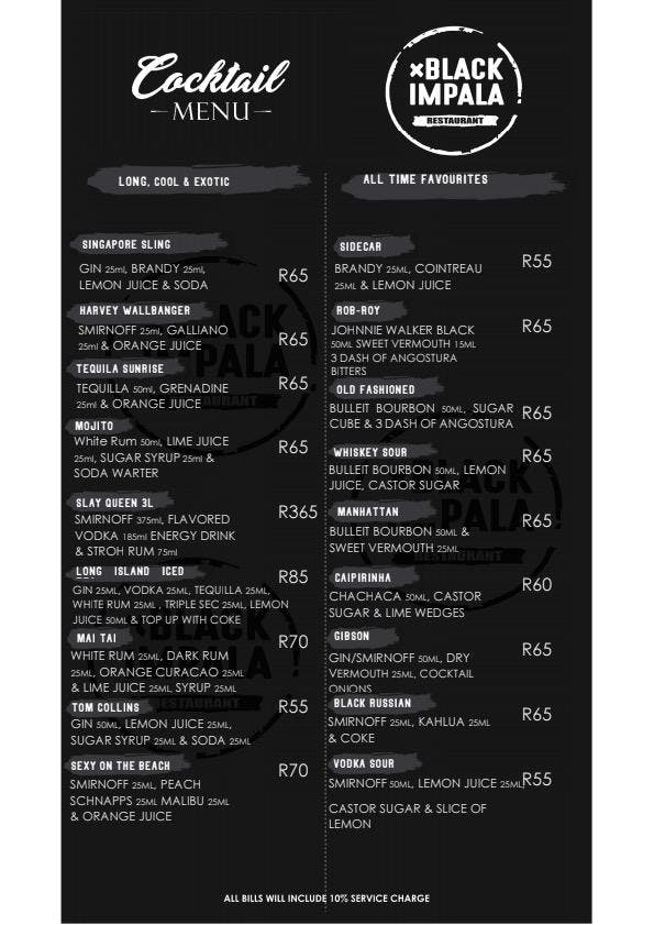 Cocktail Menu 1